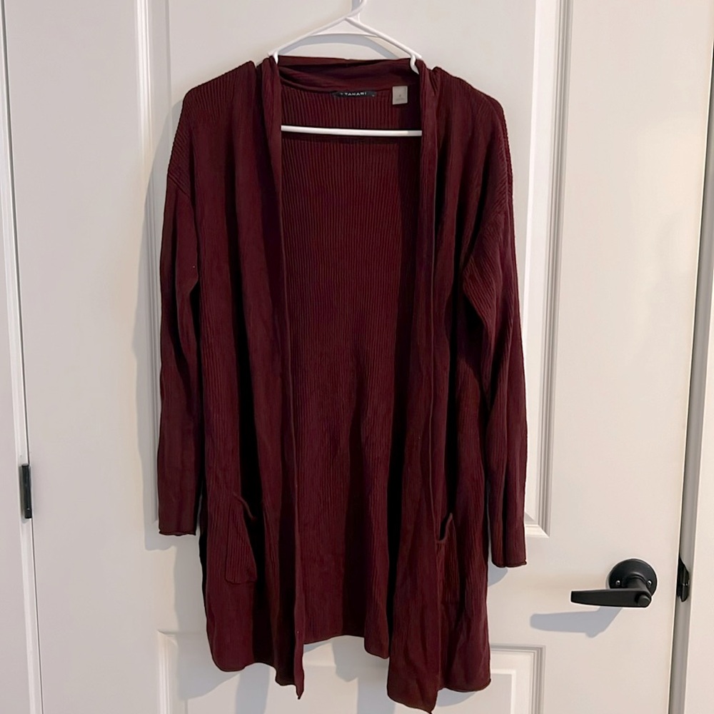 Red long cardigan